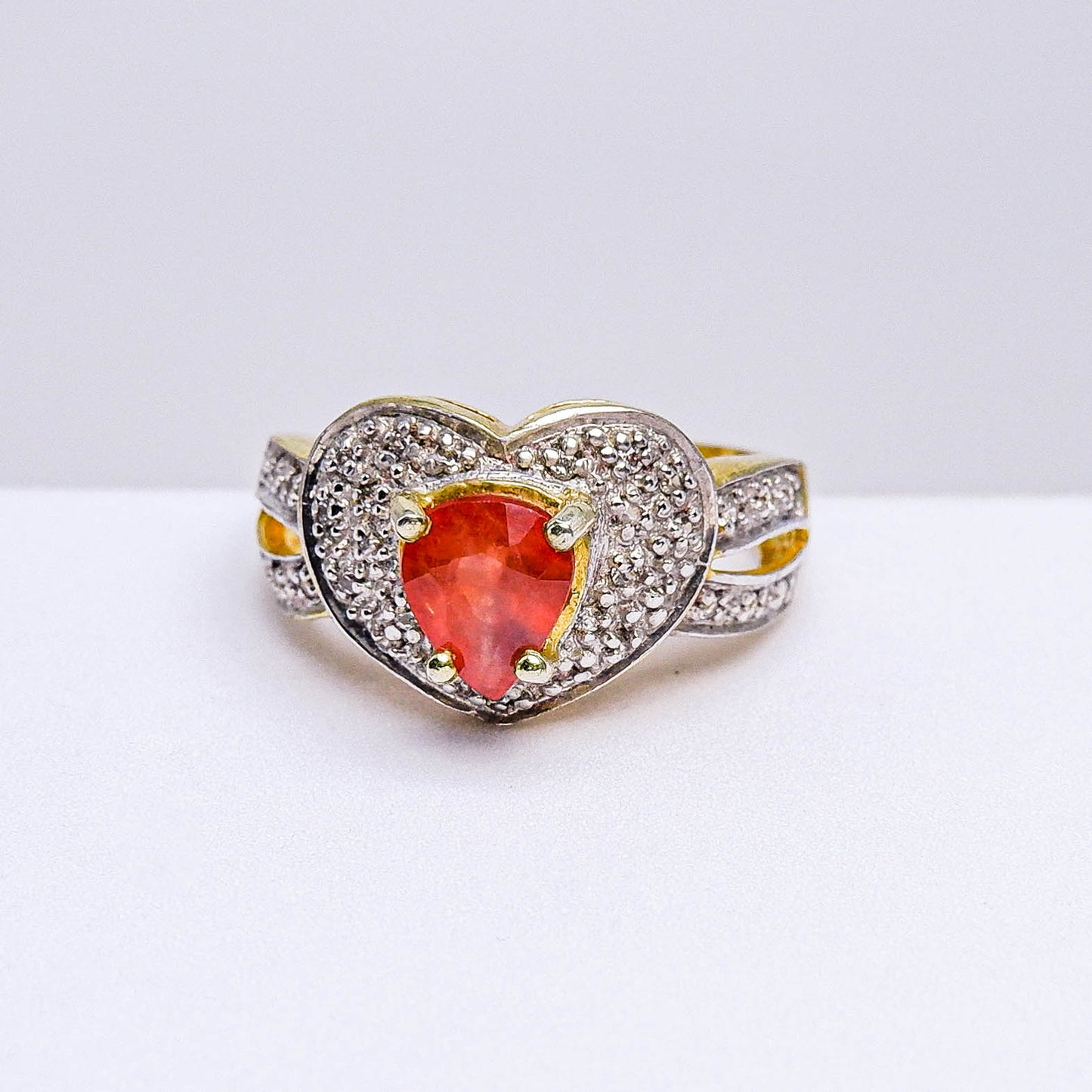 แหวนเงินแท้ 925 ฝังพลอย ออเรนจ์แซฟไฟร์ (Orange Sapphire) + เซอร์คอน (Zircon)