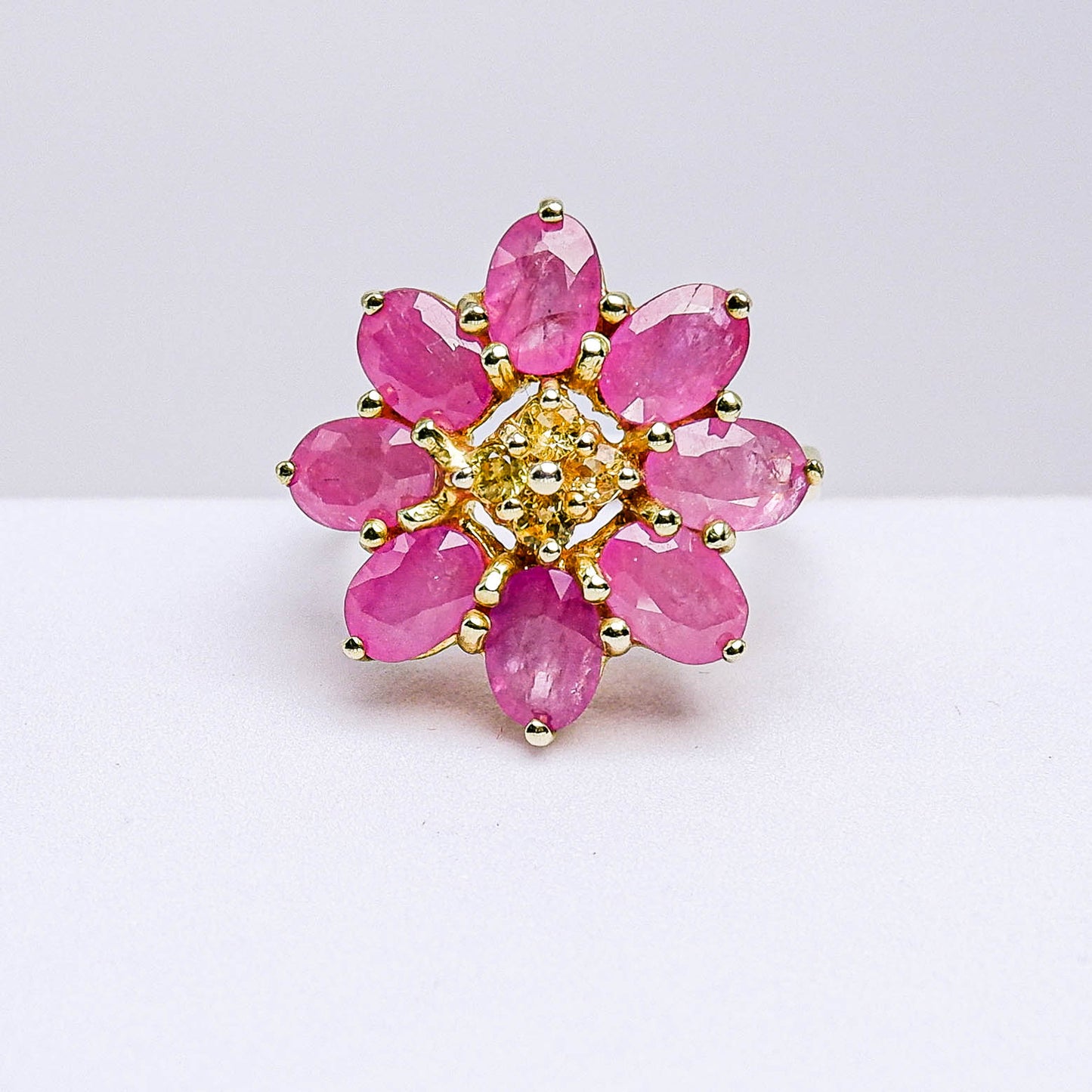 แหวนเงินแท้ 925 ฝังพลอย ทับทิมมาดา (Madagascar Ruby) + บุษราคัม (Yellow Sapphire)
