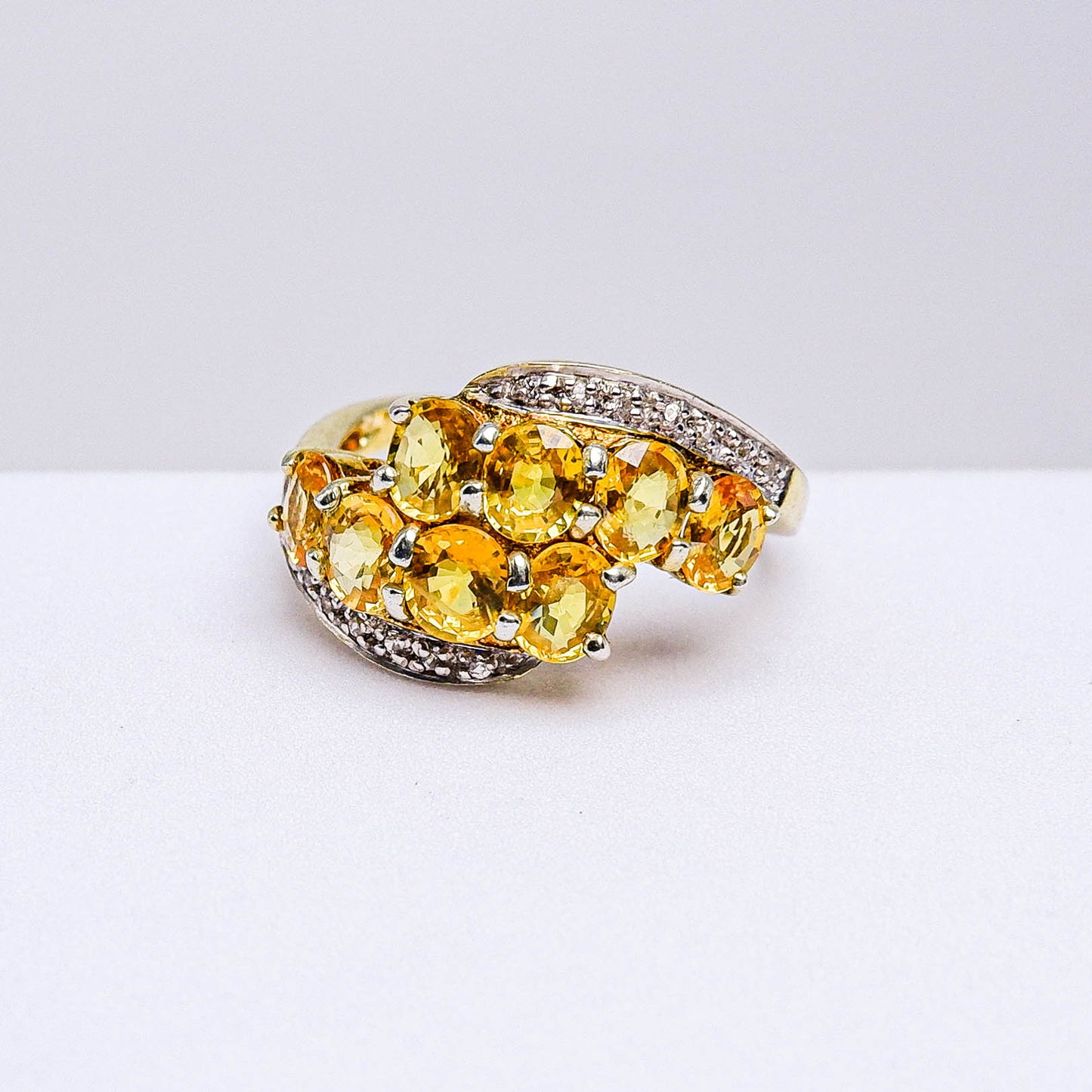 แหวนเงินแท้ 925 ฝังพลอย บุษราคัมบางกะจะ (Yellow Sapphire) + เซอร์คอน (Zircon)