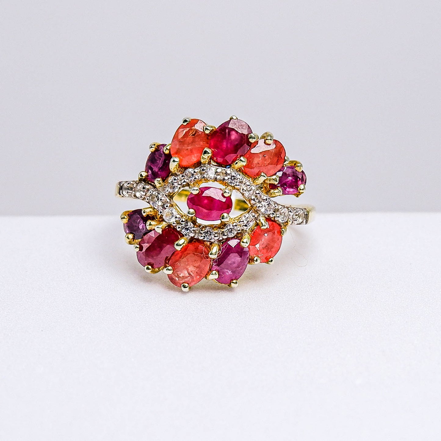 แหวนเงินแท้ 925 ฝังพลอย ทับทิมไทย (Siam Ruby) + แซฟไฟร์ (Sapphire) + เซอร์คอน (Zircon)