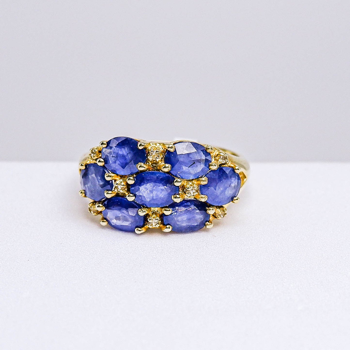 แหวนเงินแท้ 925 ฝังพลอย ไพลิน (Blue Sapphire) + ไวท์โทพาส (whitetopaz)