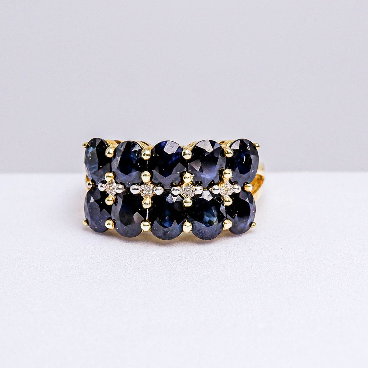 แหวนเงินแท้ 925 ฝังพลอย ไพลิน (Blue Sapphire) + เซอร์คอน (Zircon)