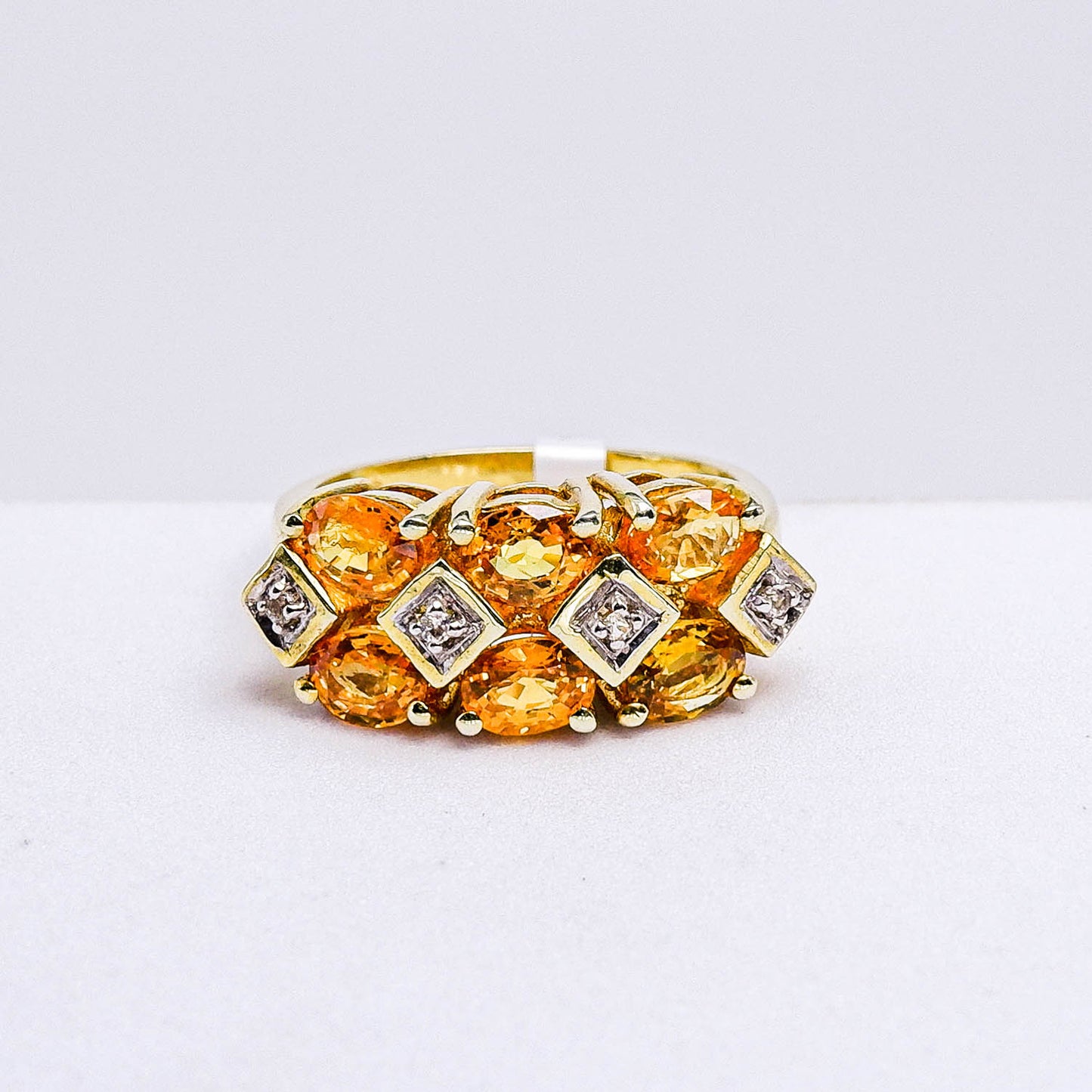 แหวนเงินแท้ 925 ฝังพลอย บุษราคัมบางกะจะ (Yellow Sapphire) + เซอร์คอน (Zircon)