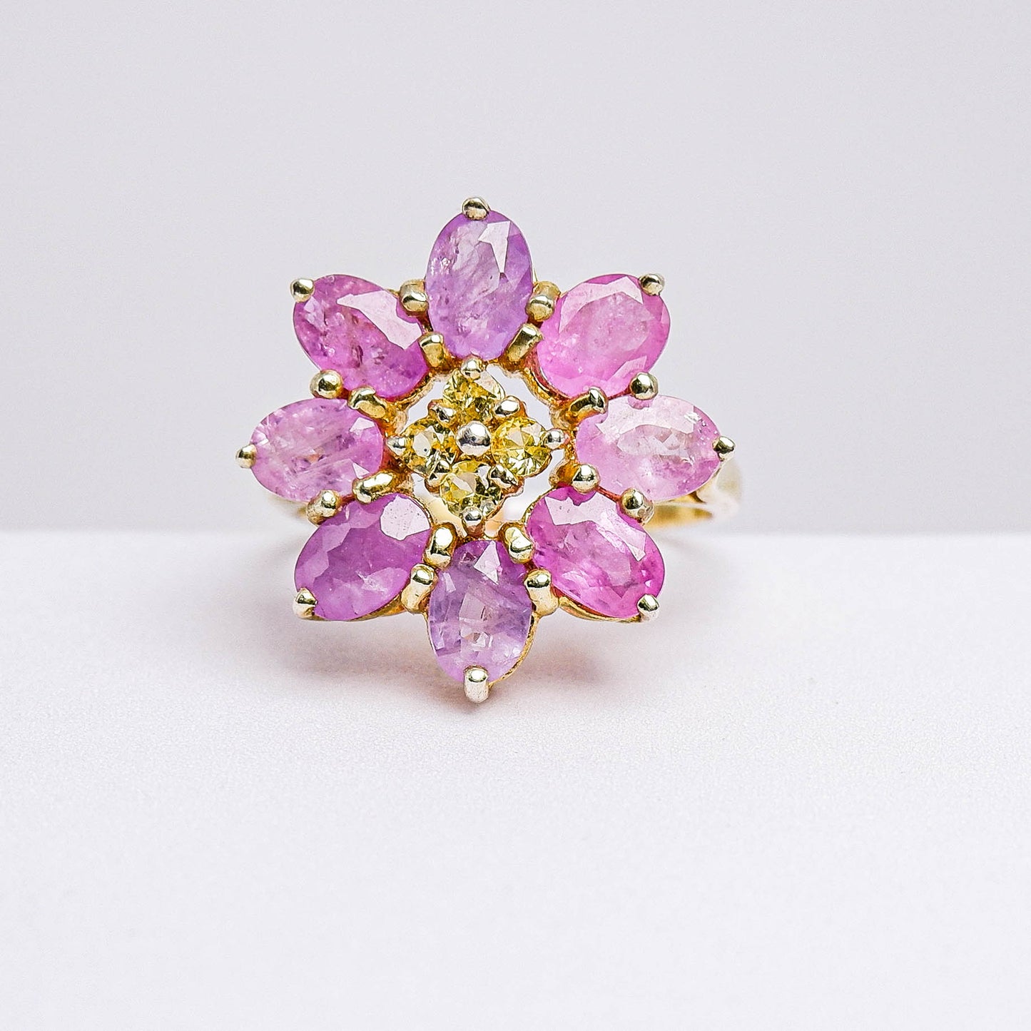 แหวนเงินแท้ 925 ฝังพลอย แซฟไฟร์เวียดนาม (Vietnam Sapphire) + บุษราคัม (Yellow Sapphire)
