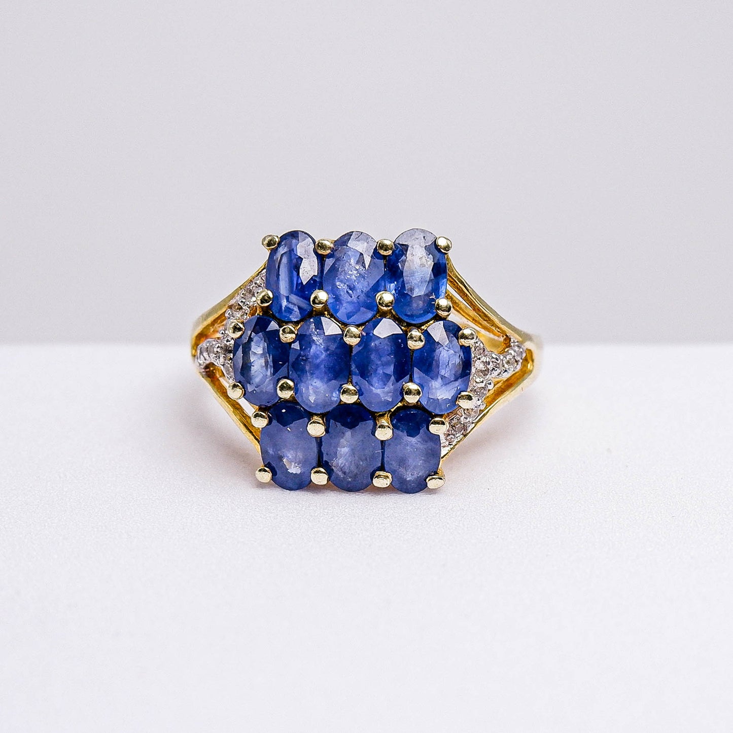 แหวนเงินแท้ 925 ฝังพลอย ไพลิน (Blue Sapphire) +เซอร์คอน (Zircon)