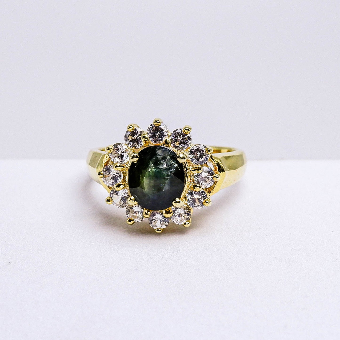 แหวนเงินแท้ 925 ฝังพลอย บุษราคัมบางกะจะ (Yellow Sapphire) + เซอร์คอน (Zircon) (สำเนา)