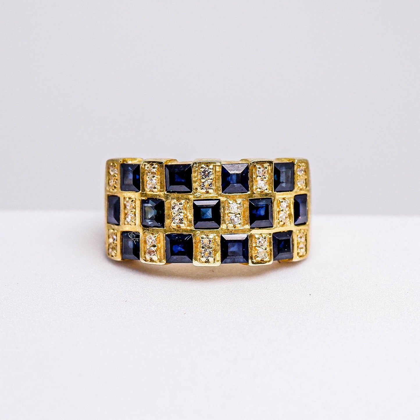 แหวนเงินแท้ 925 ฝังพลอย ไพลิน (Blue Sapphire) + ไวท์โทพาส (whitetopaz)
