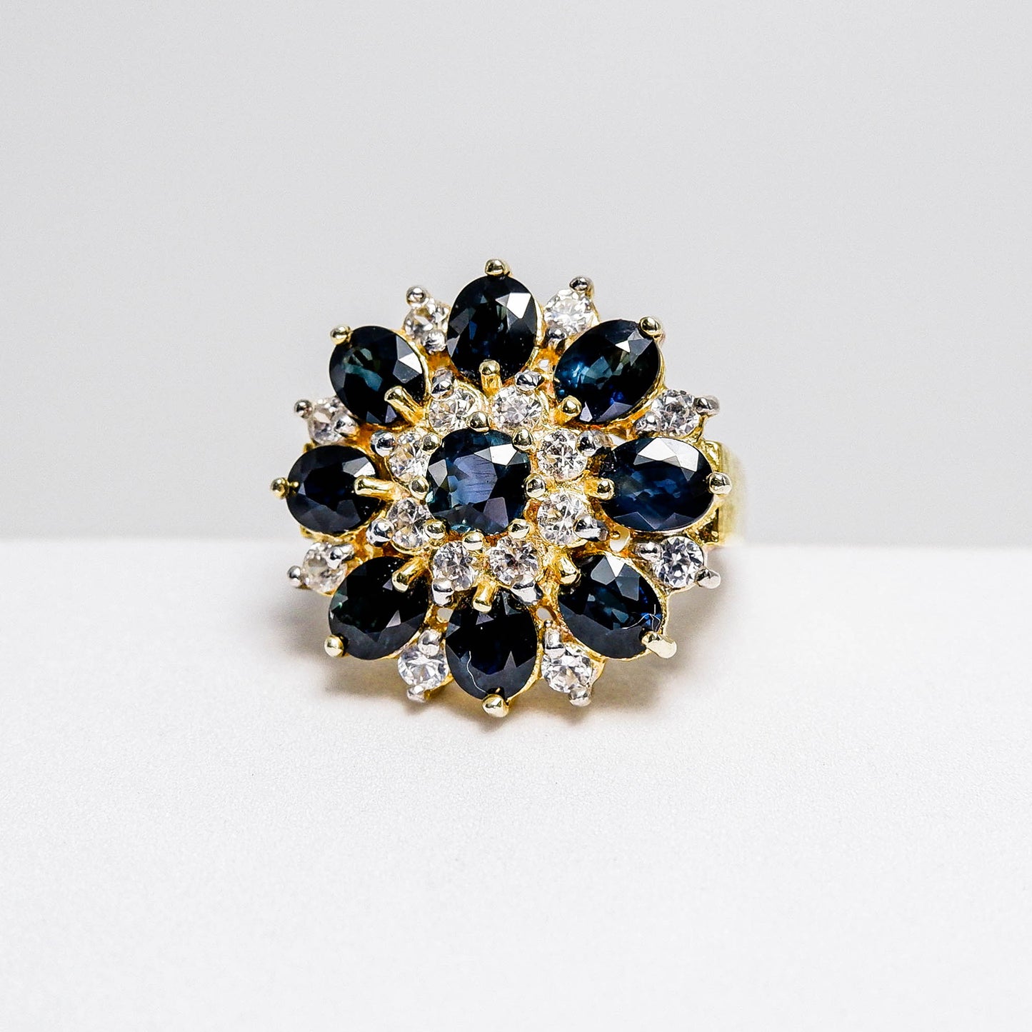 แหวนเงินแท้ 925 ฝังพลอย ไพลิน (Blue Sapphire) + เซอร์คอน (Zircon)