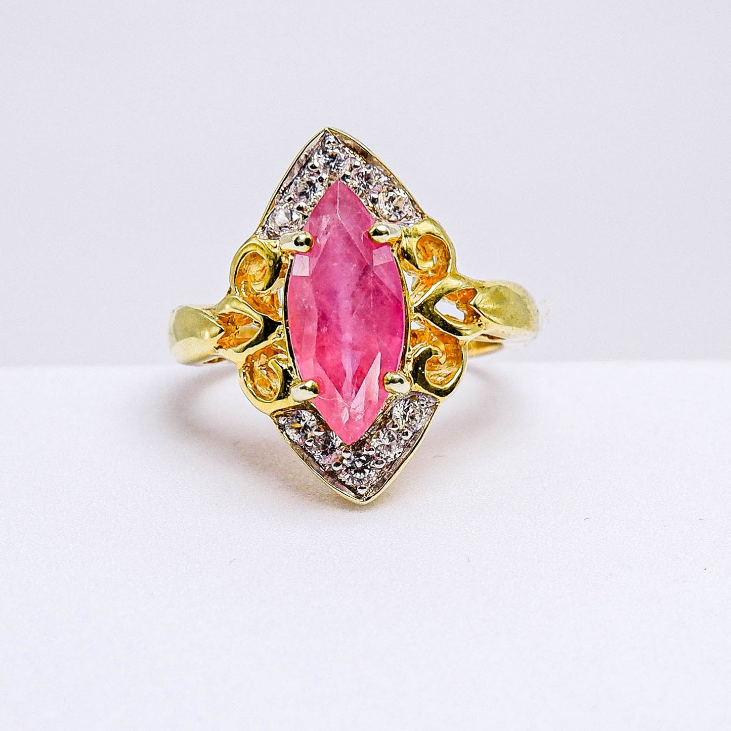 แหวนเงินแท้ 925 ฝังพลอย ทับทิมแทนซาเนีย (Songea Sapphire) + เซอร์คอน (Zircon)