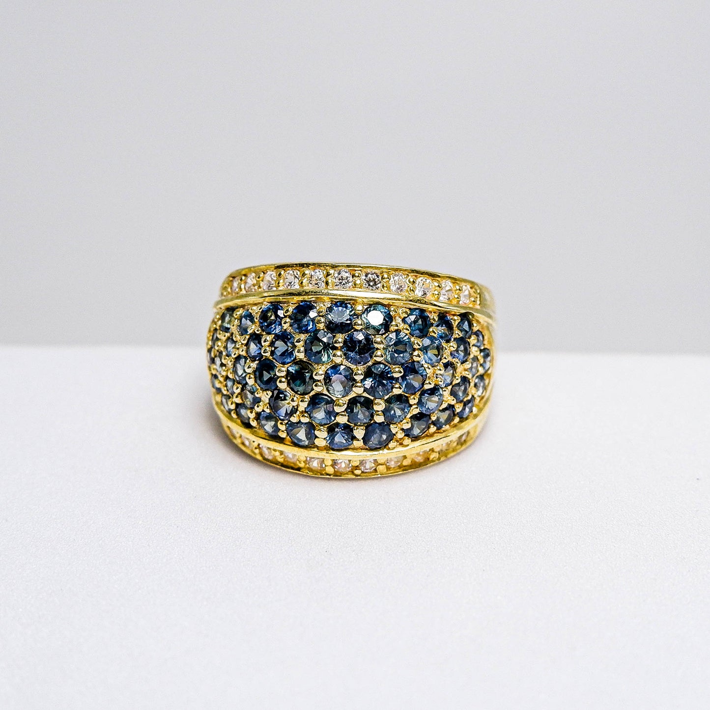 แหวนเงินแท้ 925 ฝังพลอย ไพลิน (Blue Sapphire) + เซอร์คอน (Zircon)