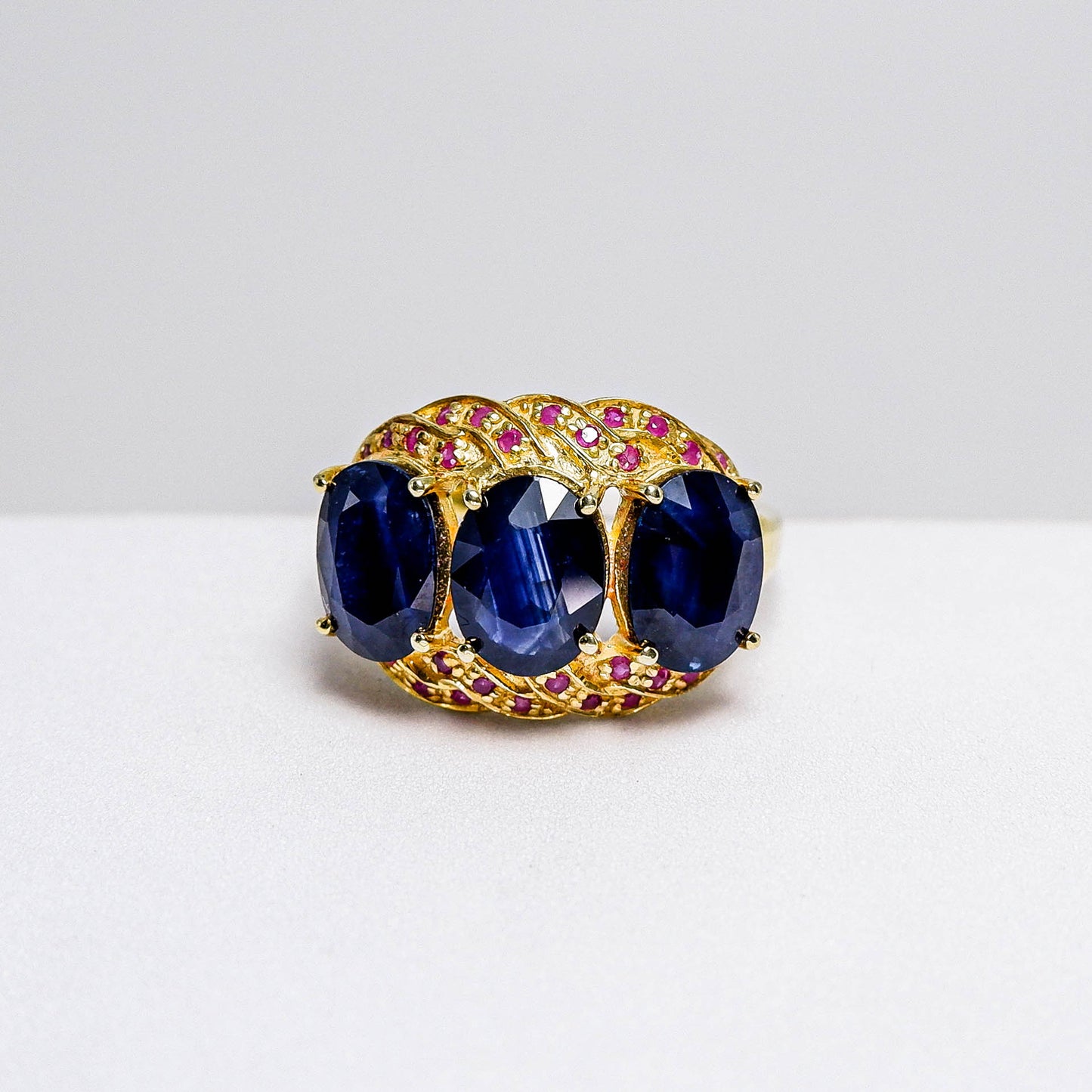 แหวนเงินแท้ 925 ฝังพลอย ไพลิน ( Blue Sapphire) + พิงค์แซฟไฟร์ (Pink Sapphire)