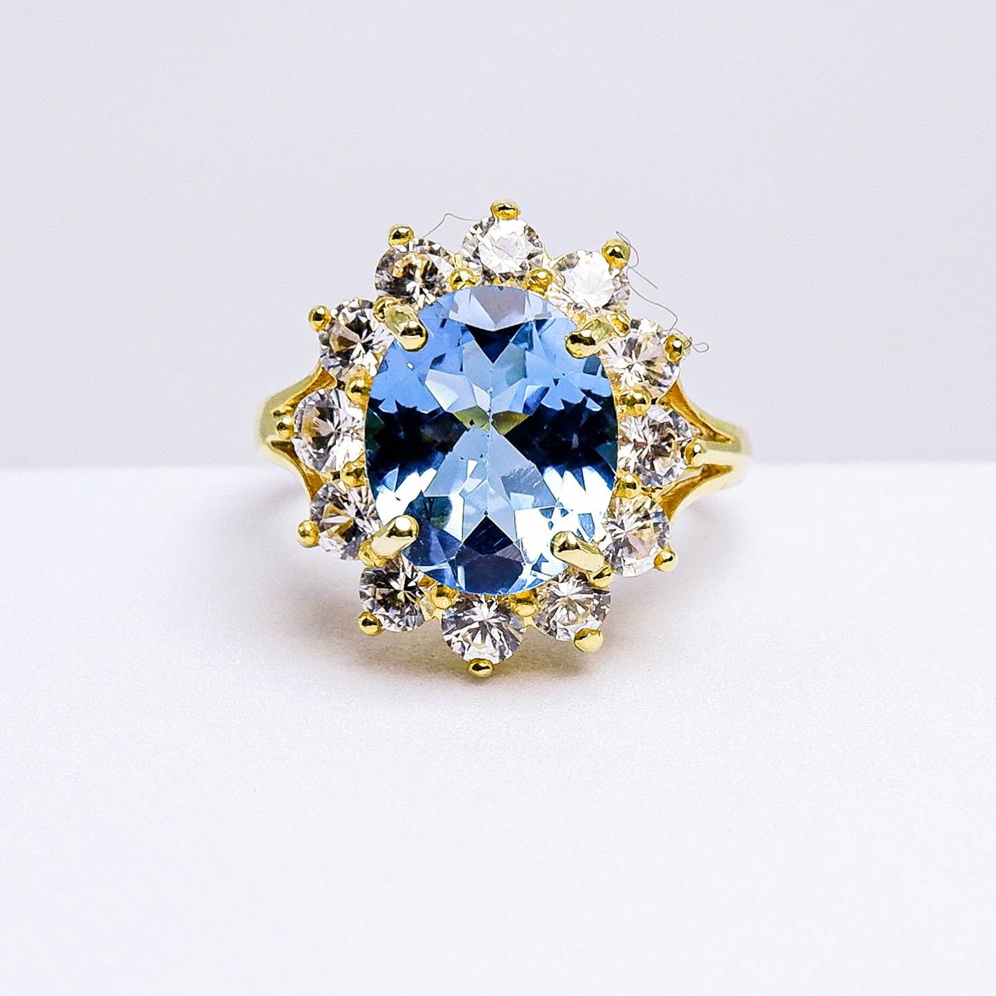 แหวนเงินแท้ 925 ฝังพลอย บลูโทพาส (Blue Topaz) + เซอร์คอน (Zircon)