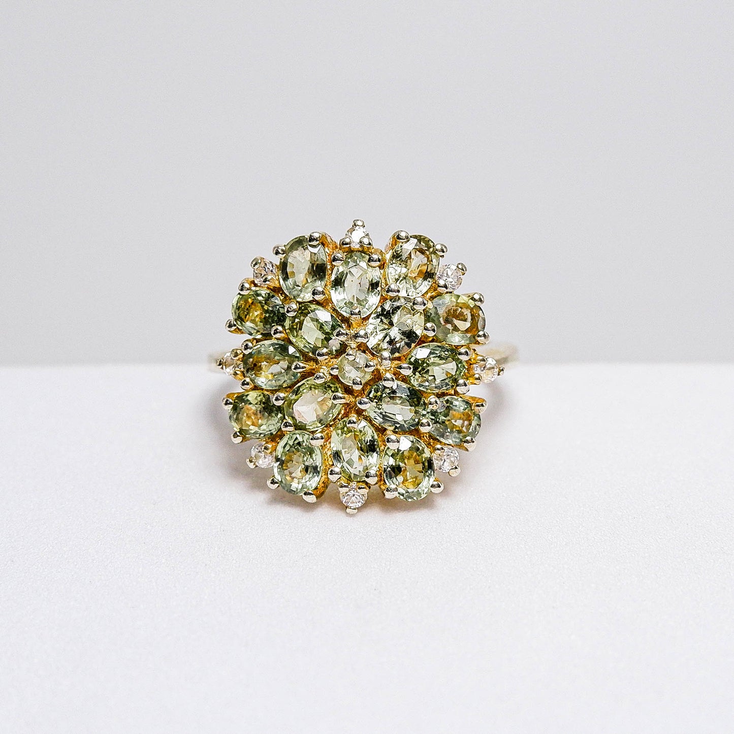 แหวนเงินแท้ 925 ฝังพลอย แซฟไฟร์( Sapphire)+เซอร์คอน(Zircon)