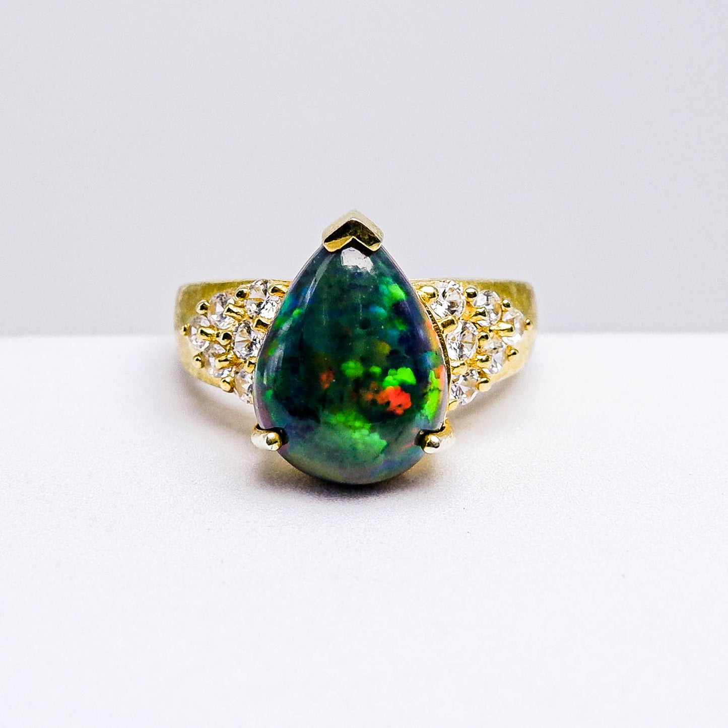 แหวนเงินแท้ 925 ฝังพลอย โอปอล (Opal) + เซอร์คอน (Zircon)