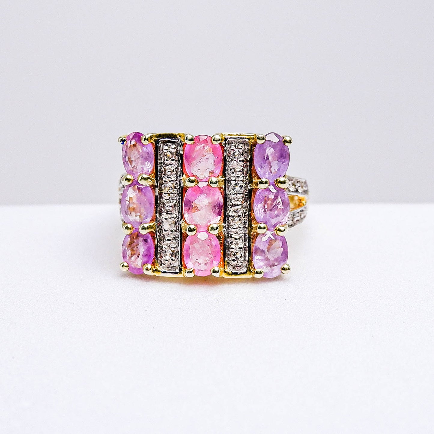 แหวนเงินแท้ 925 ฝังพลอย ทับทิมเวียดนาม (Vietnamese Ruby) + ไวท์โทพาส (whitetopaz)