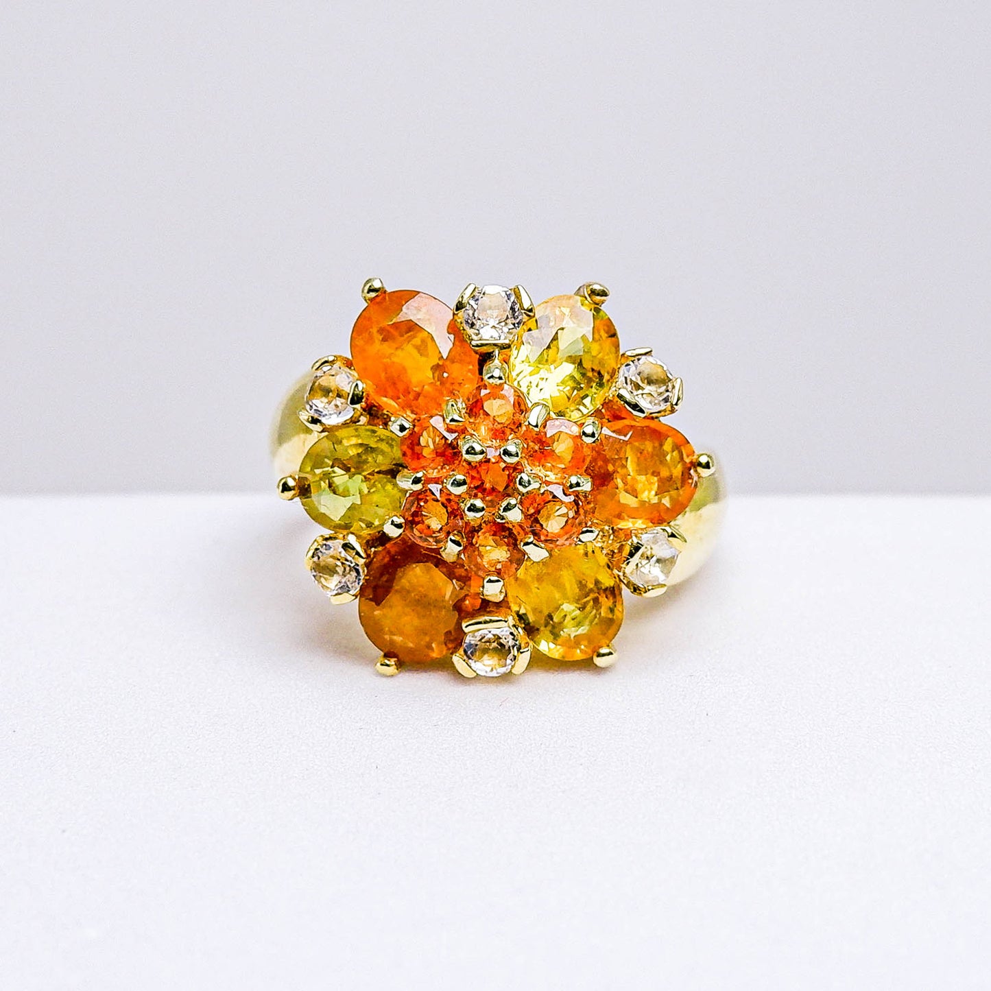 แหวนเงินแท้ 925 ฝังพลอย บุษราคัม(Yellow Sapphire)+แซฟไฟร์(Sapphire)+ไวท์โทพาส(whitetopaz)