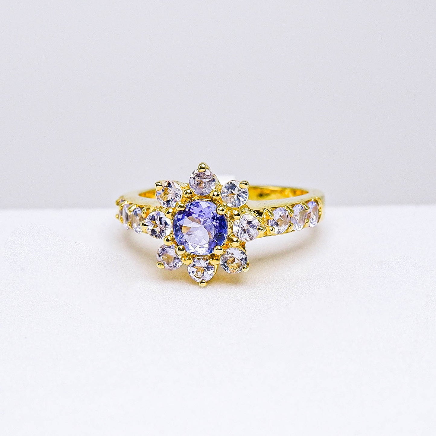 แหวนเงินแท้ 925 ฝังพลอย แทนซาไนท์ (Tanzanite)+แทนซาไนท์ (Tanzanite)
