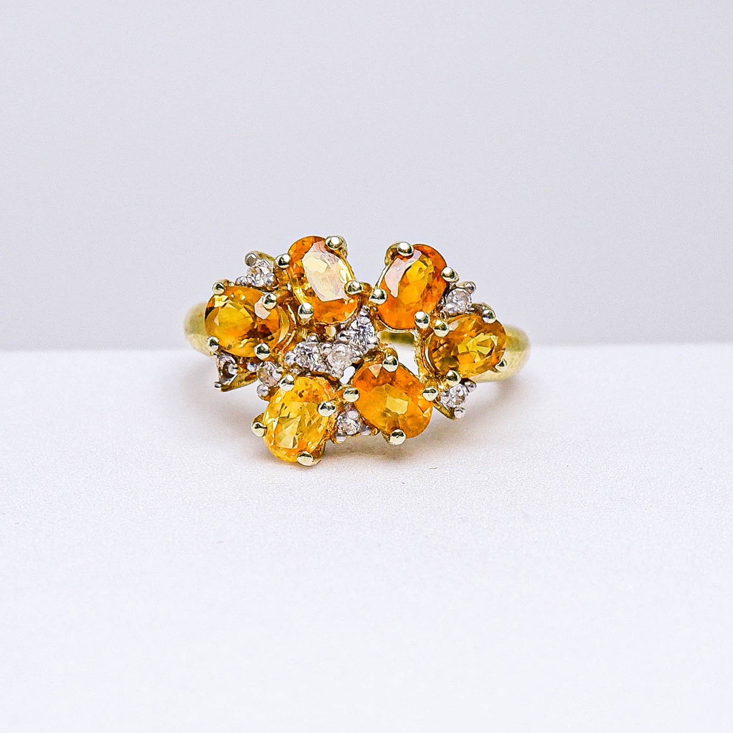 แหวนเงินแท้ 925 ฝังพลอย บุษราคัมบางกะจะ (Yellow Sapphire) + เซอร์คอน (Zircon)