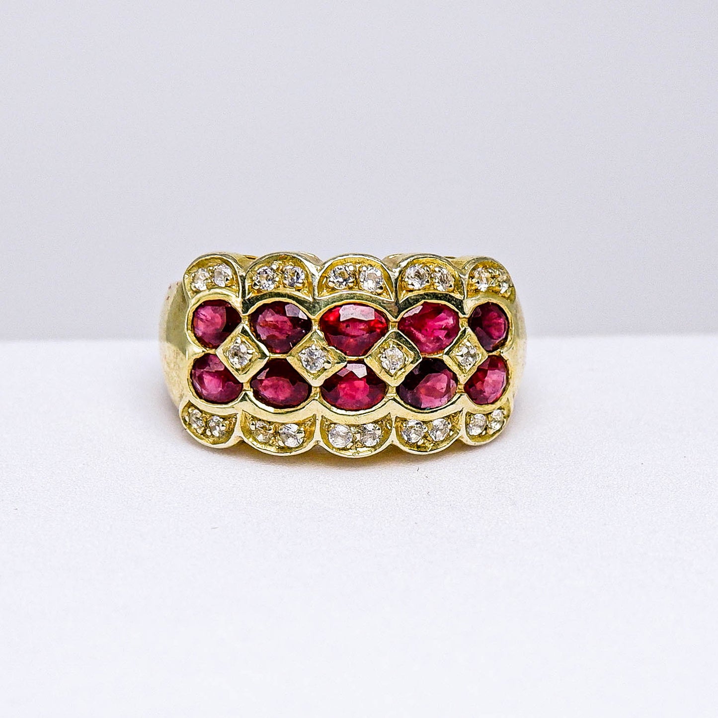 แหวนเงินแท้ 925 ฝังพลอย สปิเนล (Spinel) + ไวท์โทพาส (whitetopaz)