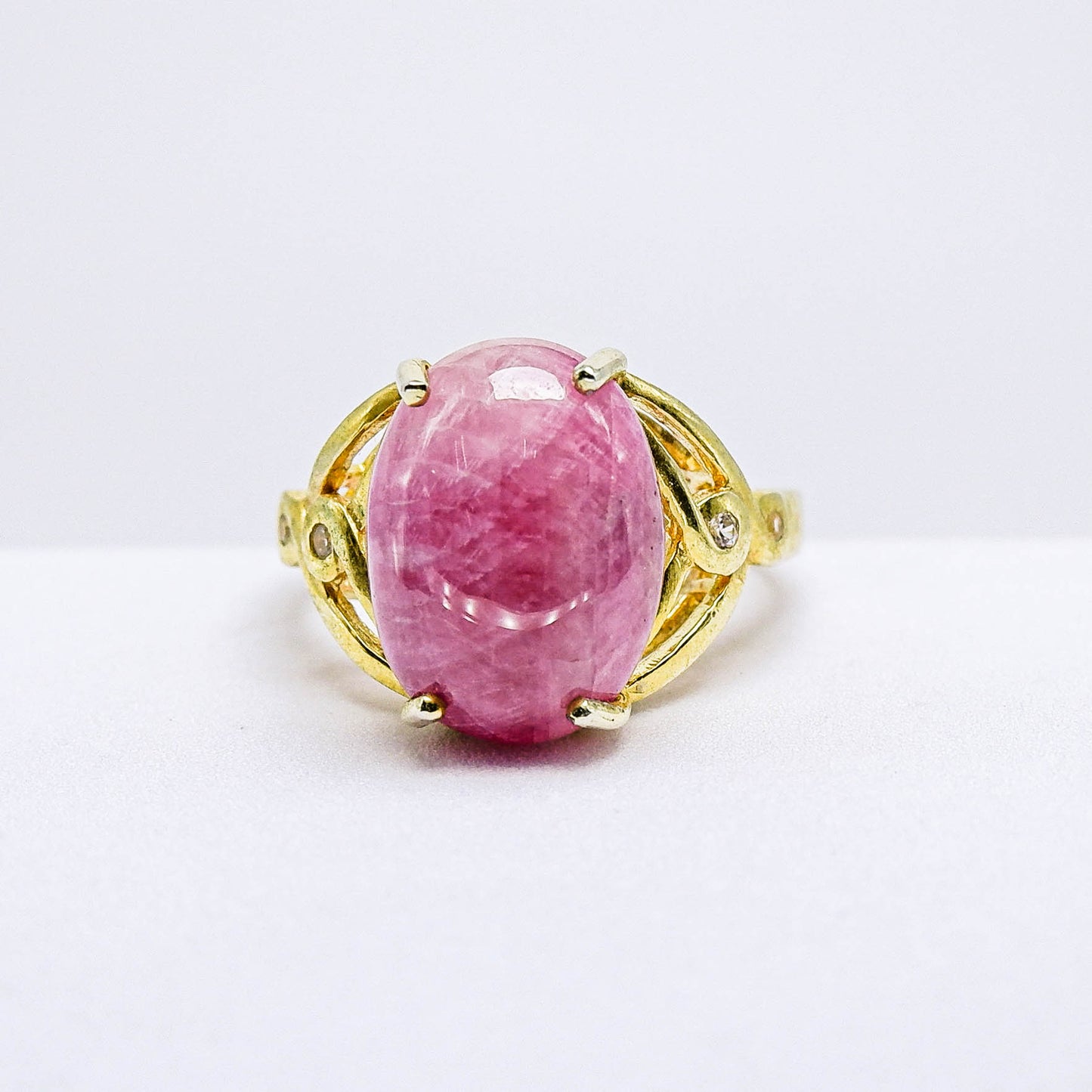 แหวนเงินแท้ 925 ฝังพลอย ทับทิม (Ruby) + ไวท์โทพาส (whitetopaz)