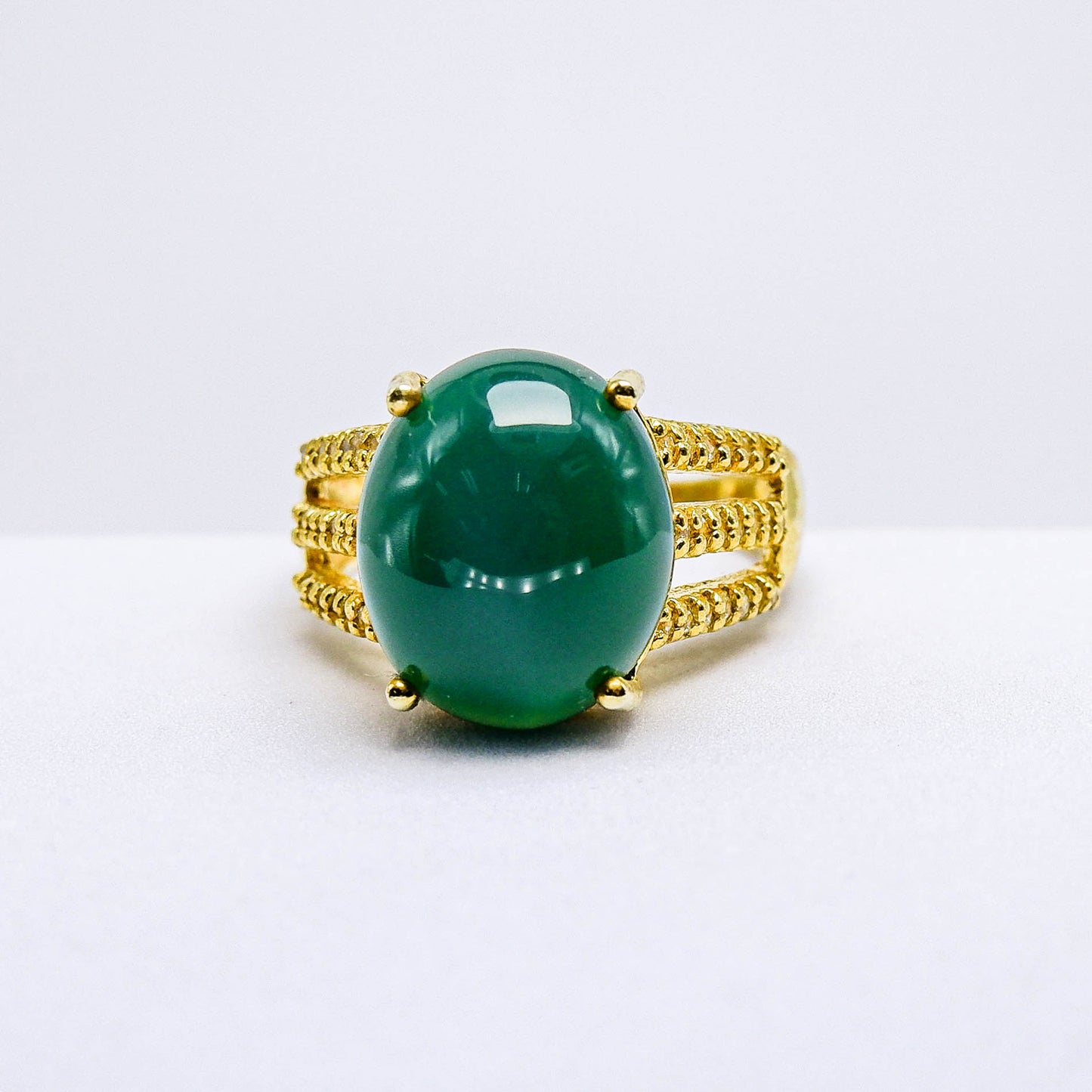 แหวนเงินแท้ 925 ฝังพลอย โมรา (Agate) + ไวท์โทพาส (whitetopaz)