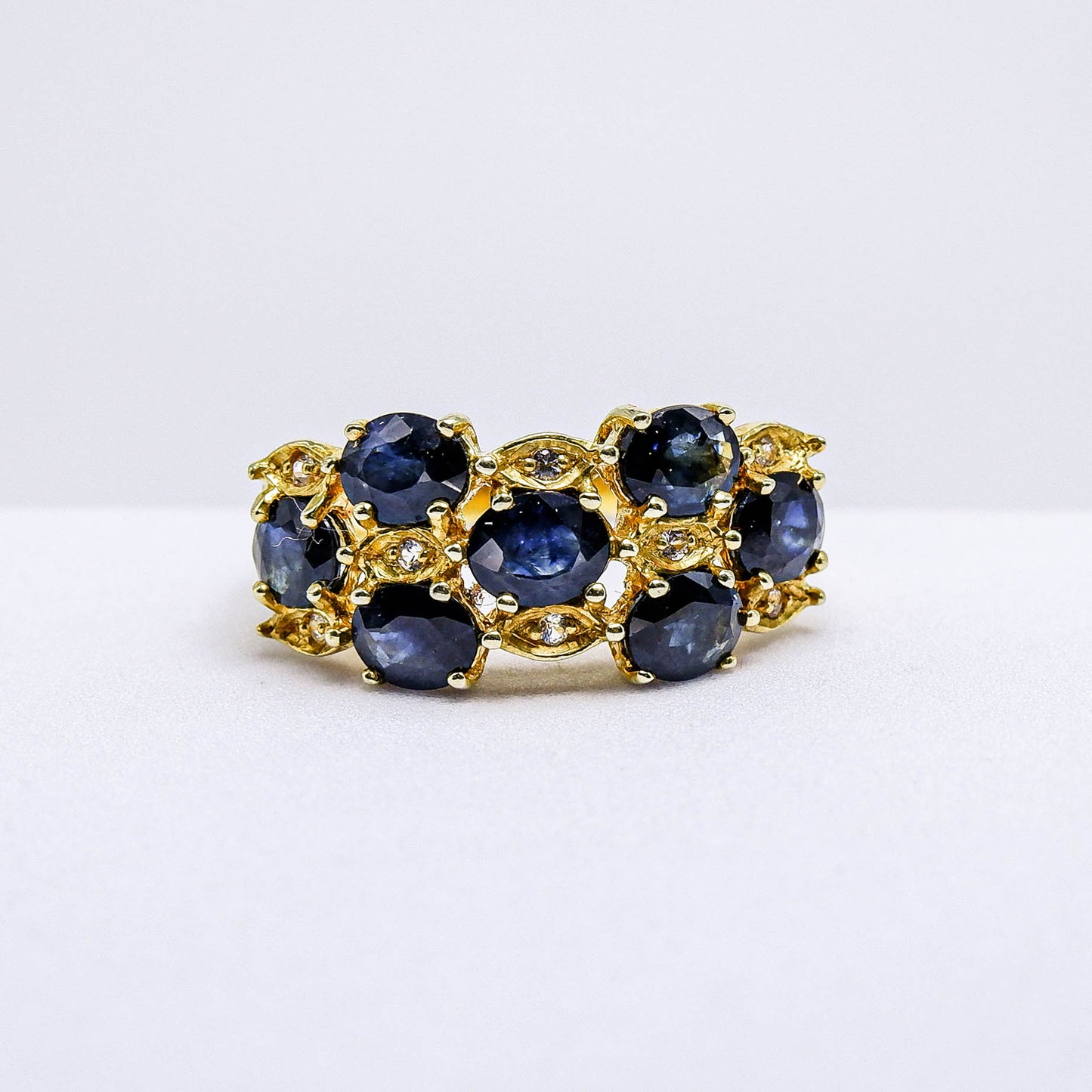 แหวนเงินแท้ 925 ฝังพลอย ไพลิน (Blue Sapphire) + ไวท์โทพาส (whitetopaz)