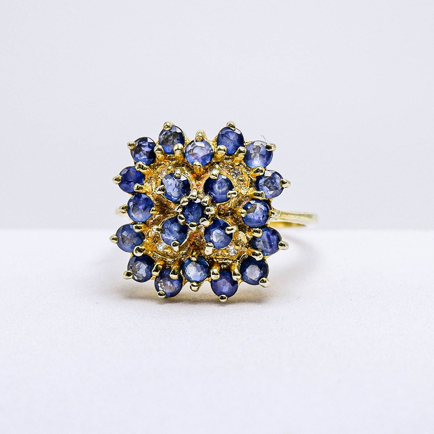 แหวนเงินแท้ 925 ฝังพลอย ไพลิน (Blue Sapphire) + ไวท์โทพาส (whitetopaz)