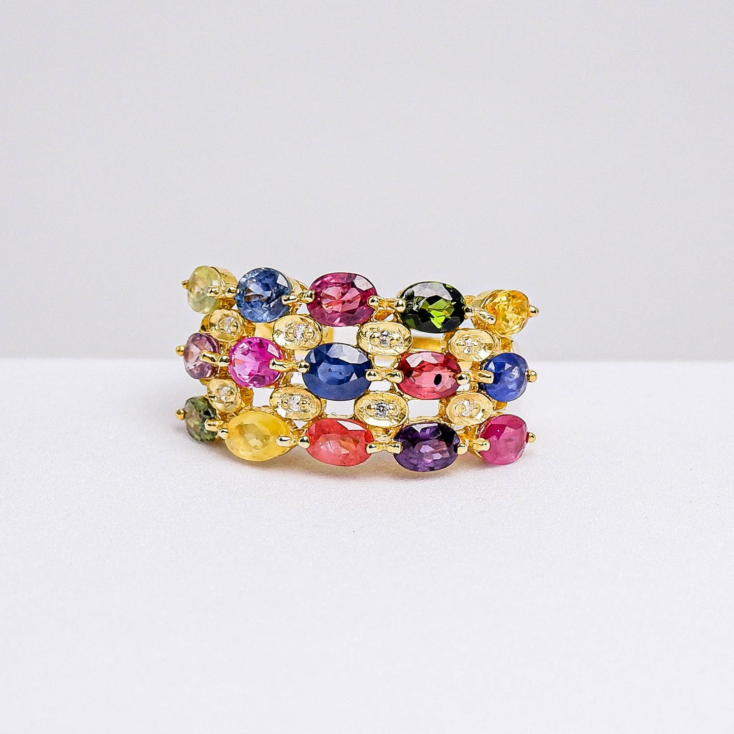 แหวนเงินแท้ 925 ฝังพลอย ไพลิน(Blue Sapphire)+แฟนซีแซฟไฟร์(Fancy Sapphire)+เซอร์คอน(Zircon)