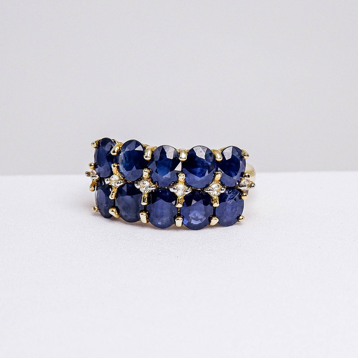 แหวนเงินแท้ 925 ฝังพลอย ไพลิน(Blue Sapphire)+ไวท์โทพาส(whitetopaz)