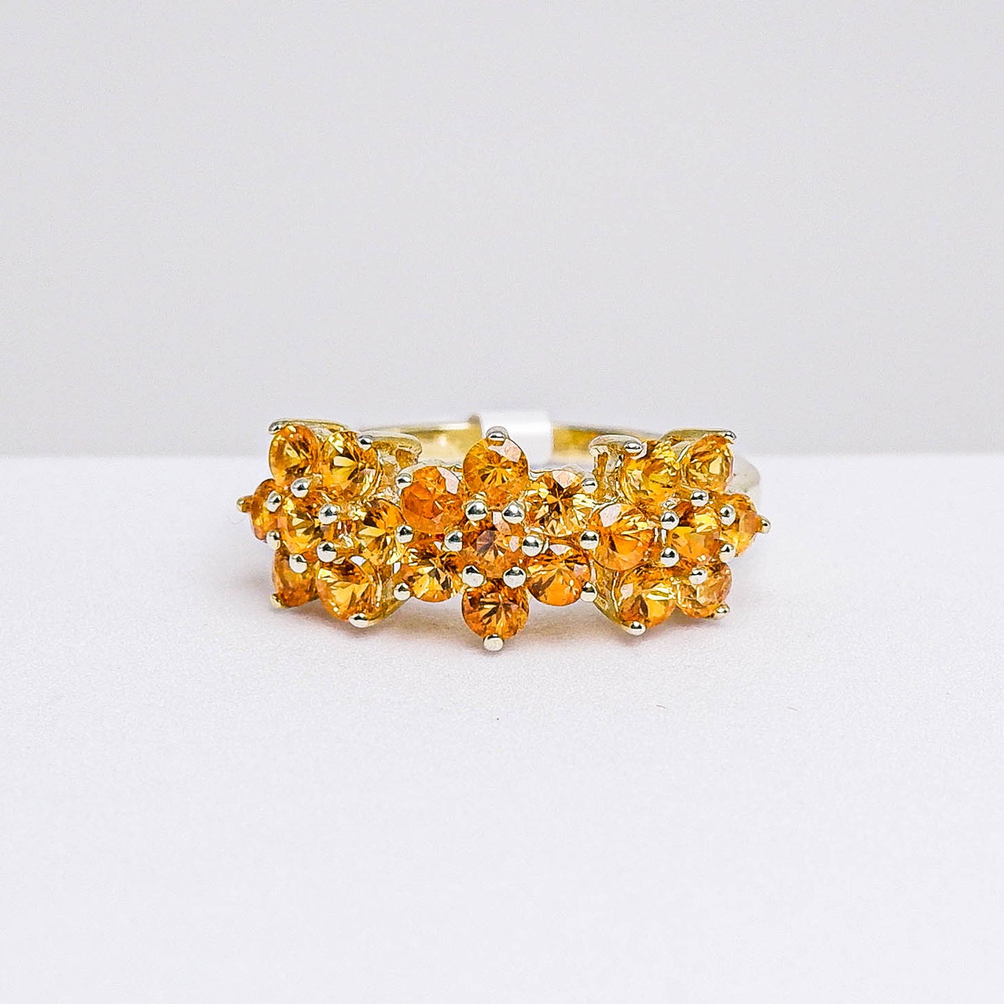 แหวนเงินแท้ 925 ฝังพลอย บุษราคัมบางกะจะ (Yellow Sapphire)