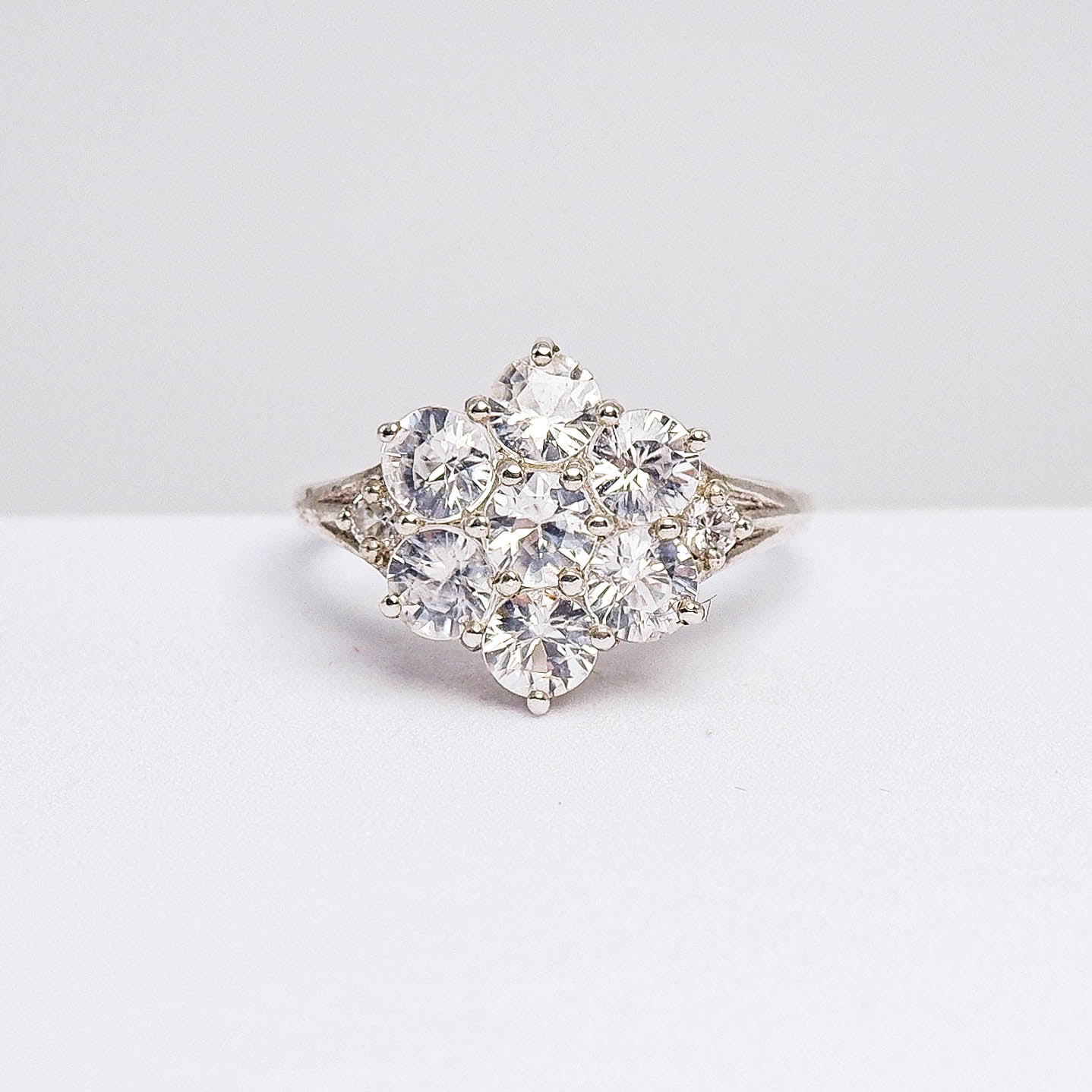 แหวนเงินแท้ 925 ฝังพลอย เพทายขาว (White Zircon) + เซอร์คอน (Zircon)