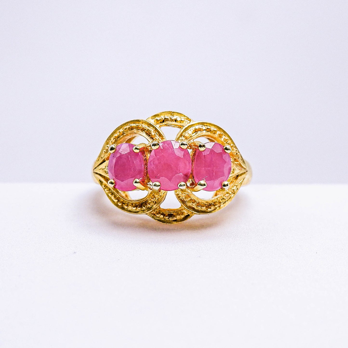 แหวนเงินแท้ 925 ฝังพลอย ทับทิม (Ruby) + เซอร์คอน (Zircon)