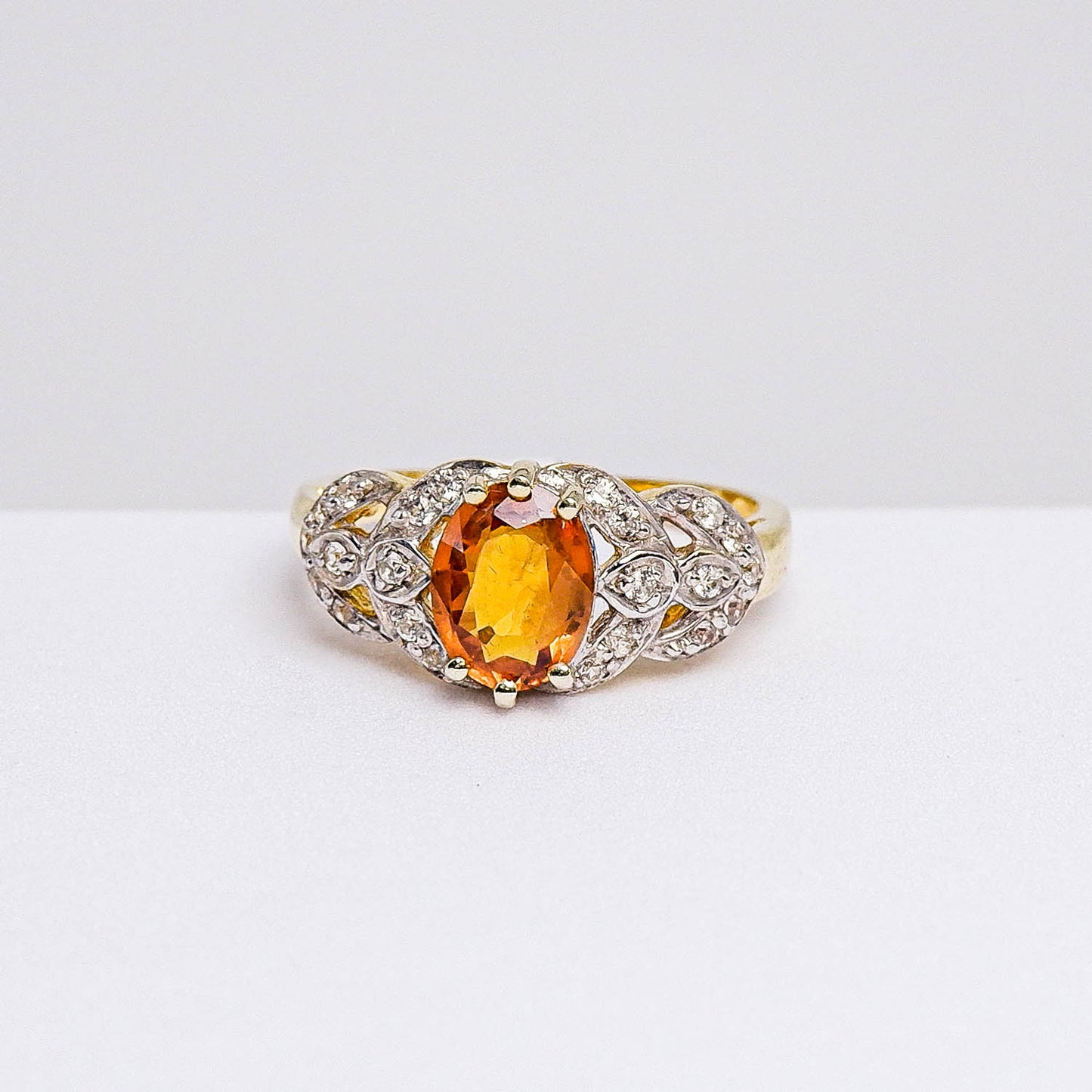แหวนเงินแท้ 925 ฝังพลอย บุษราคัมบางกะจะ (Yellow Sapphire) + เซอร์คอน (Zircon)