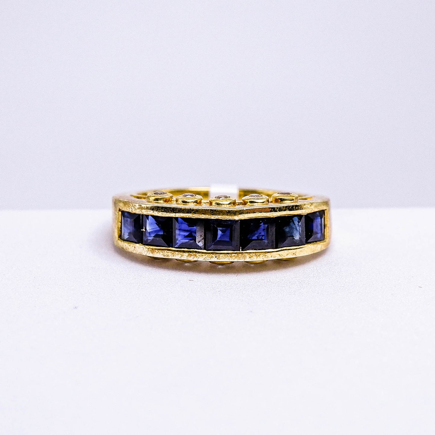 แหวนเงินแท้ 925 ฝังพลอย ไพลิน (Blue Sapphire) + ไวท์โทพาส (whitetopaz)