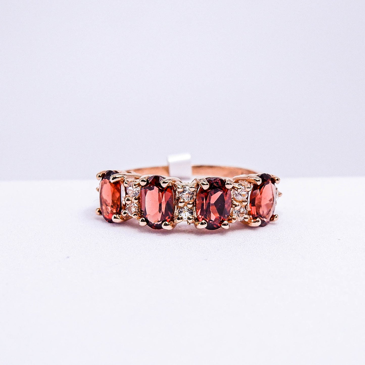 แหวนเงินแท้ 925 ฝังพลอย โกเมน (Garnet) + เซอร์คอน (Zircon)