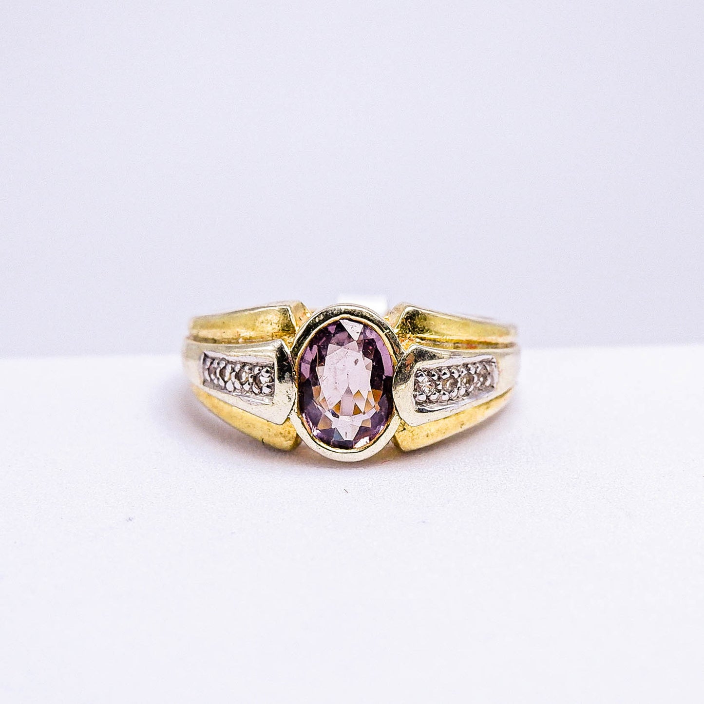แหวนเงินแท้ 925 ฝังพลอย สปิเนล (Spinel) + ไวท์โทพาส (whitetopaz)
