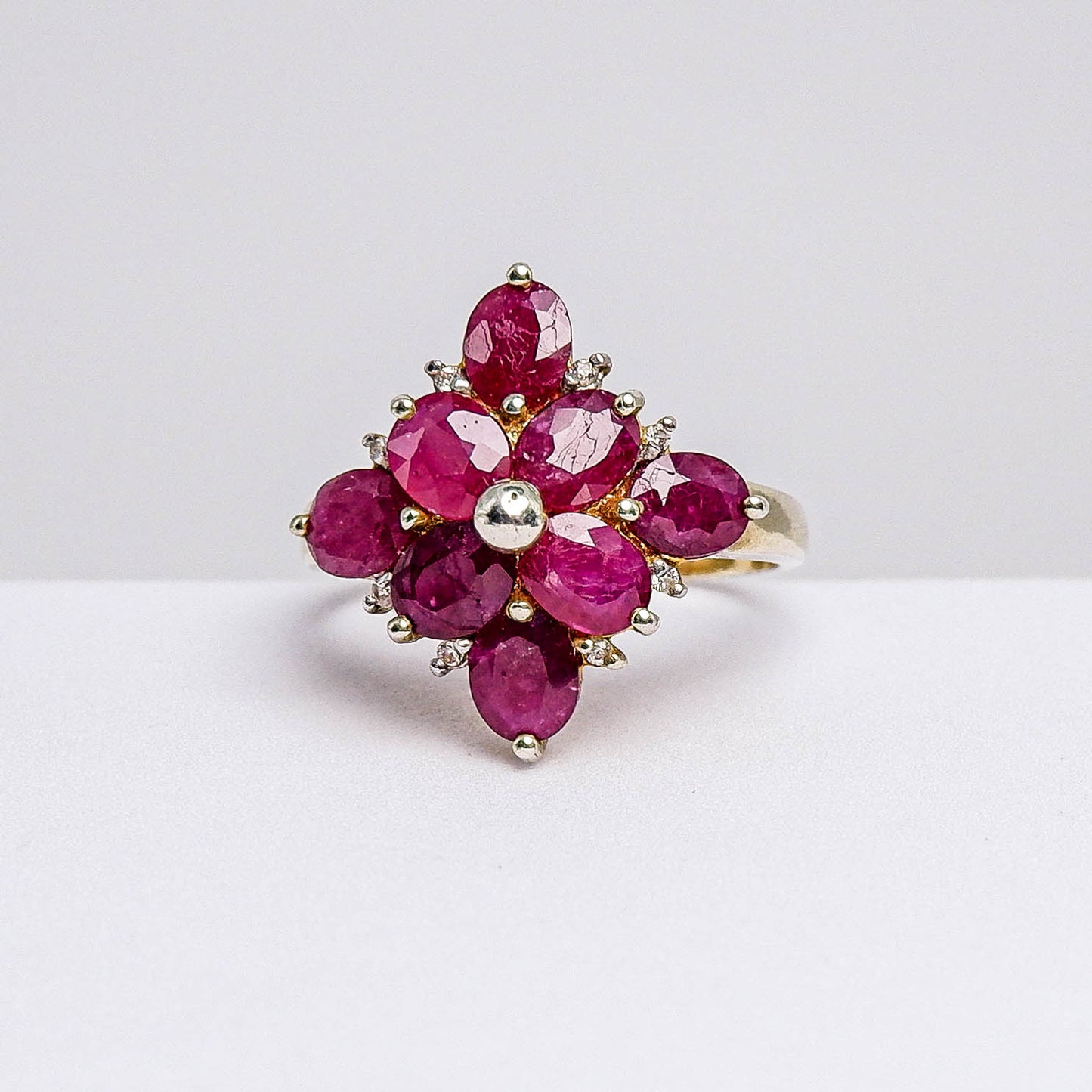 แหวนเงินแท้ 925 ฝังพลอย ทับทิม (Ruby) + เซอร์คอน (Zircon)