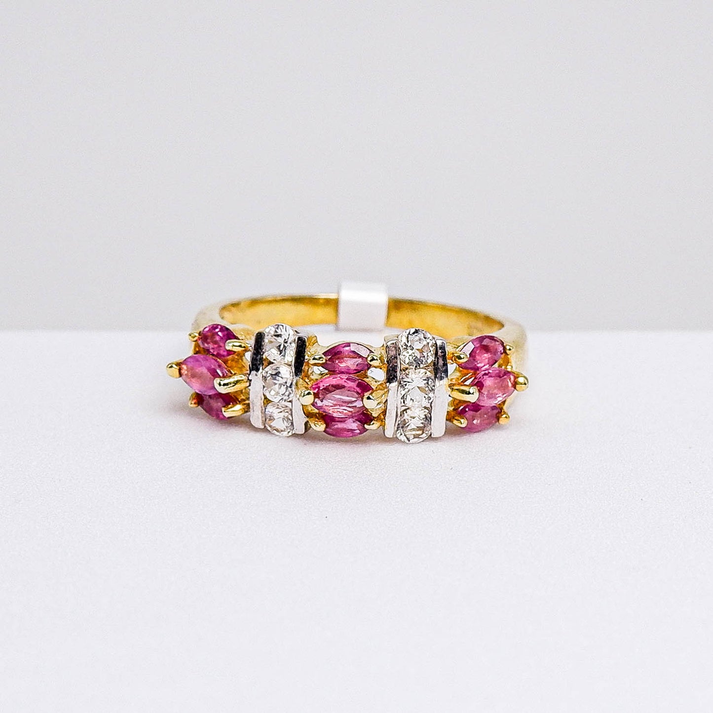 แหวนเงินแท้ 925 ฝังพลอย ทับทิมไทย (Siam Ruby) + ไวท์โทพาส (whitetopaz)
