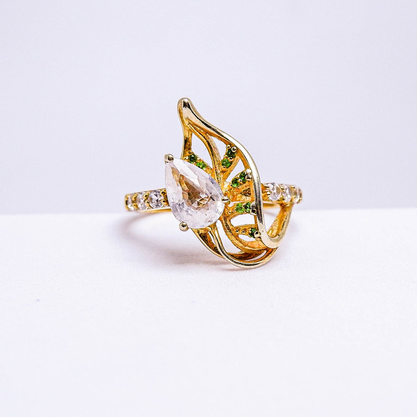 แหวนเงินแท้ 925 ฝังพลอย แซฟไฟร์(Sapphire) + เซอร์คอน (Zircon) + กรีนโครมไดออฟไซต์ (Green Chrome Diopside)