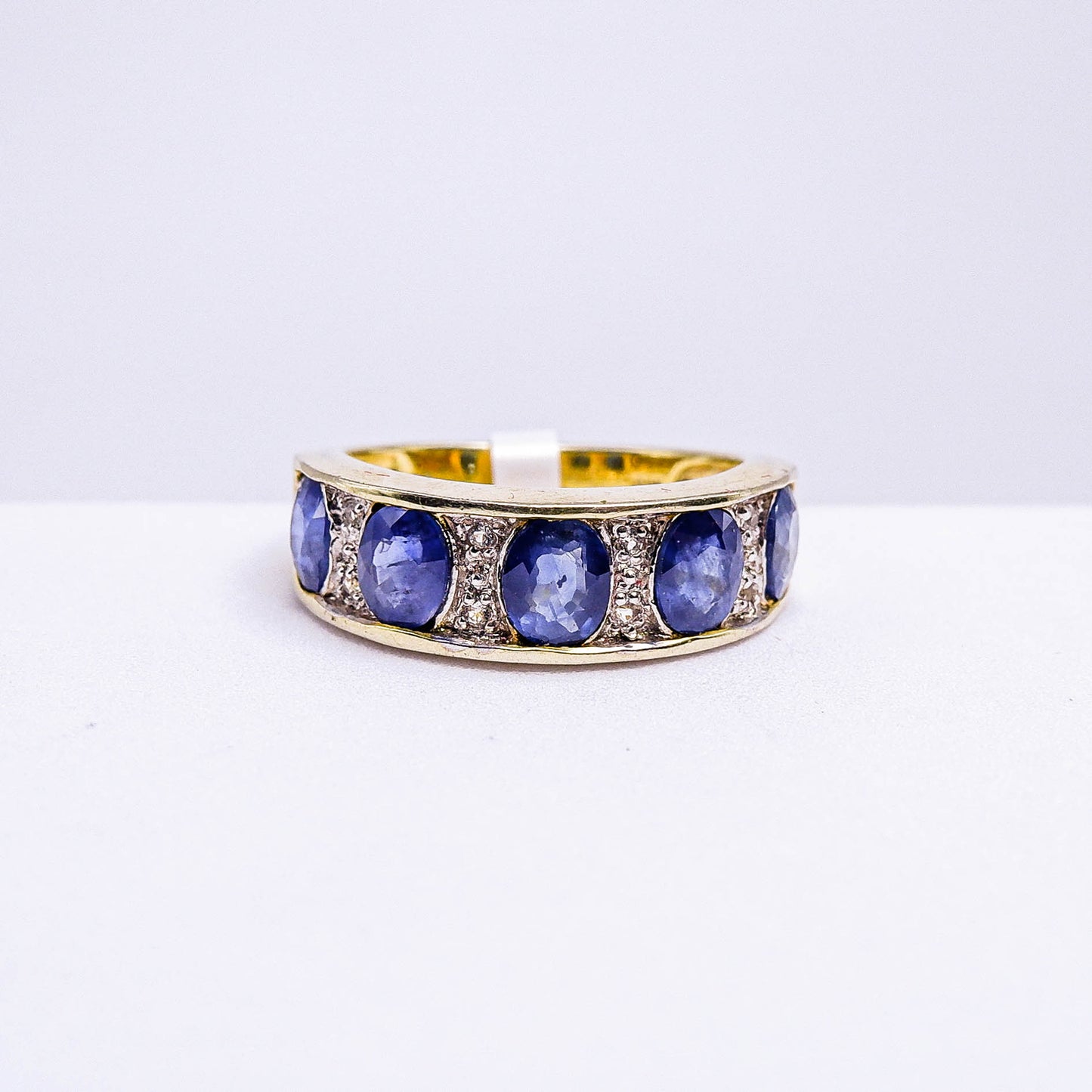 แหวนเงินแท้ 925 ฝังพลอย ไพลิน (Blue Sapphire) + ไวท์โทพาส (whitetopaz)