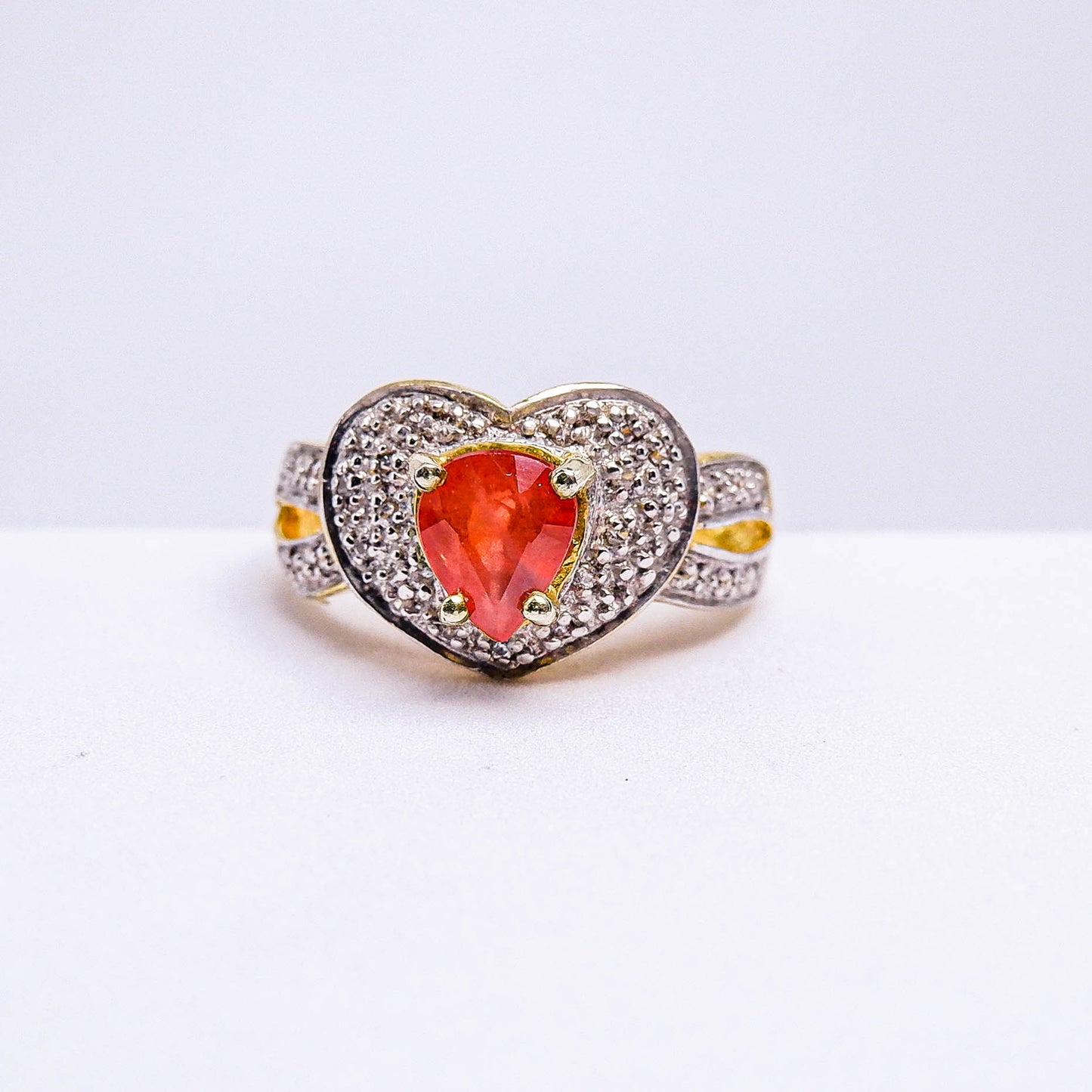 แหวนเงินแท้ 925 ฝังพลอย ออเรนจ์แซฟไฟร์ (Orange Sapphire) + เซอร์คอน (Zircon)