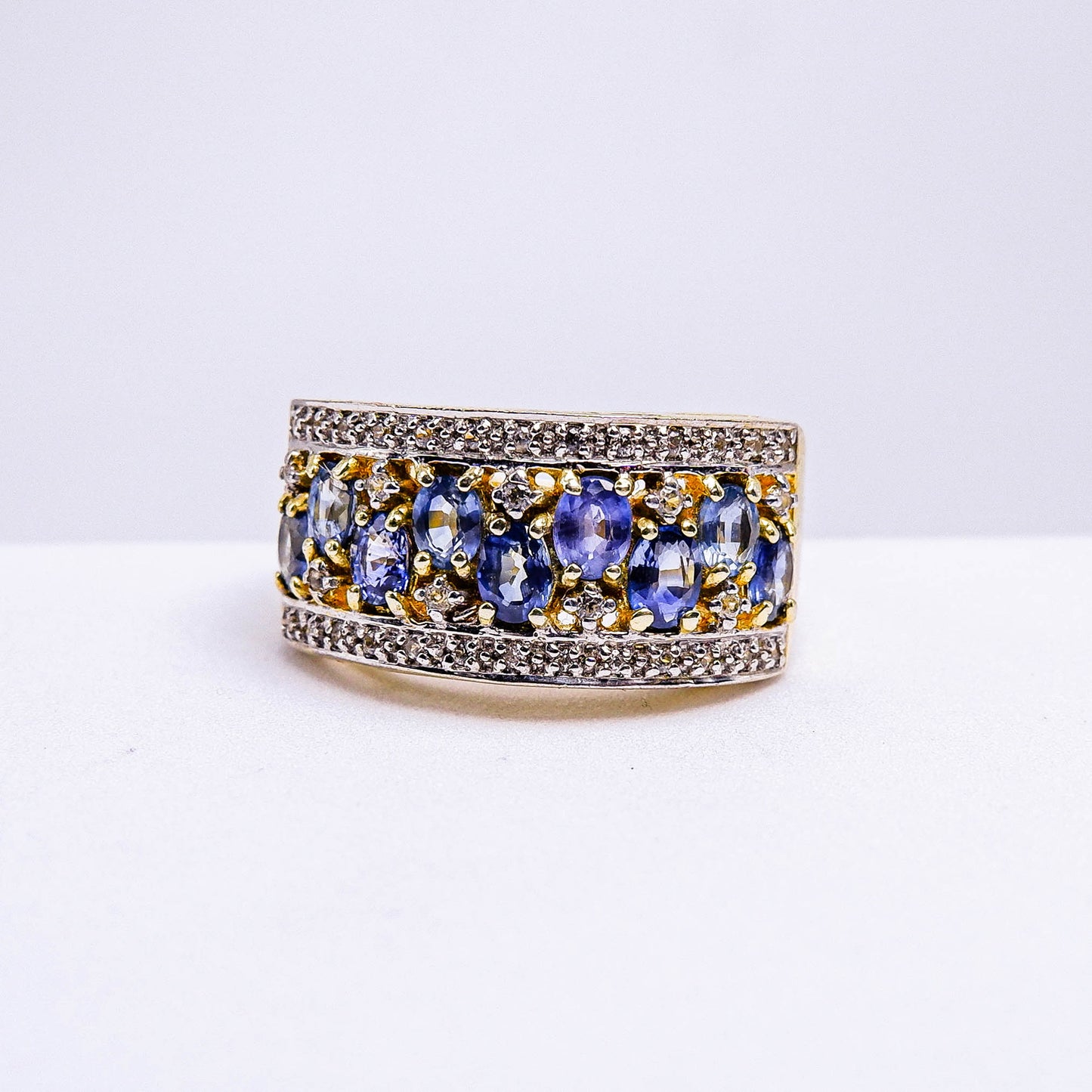 แหวนเงินแท้ 925 ฝังพลอย ไพลิน (Blue Sapphire) + เซอร์คอน (Zircon)