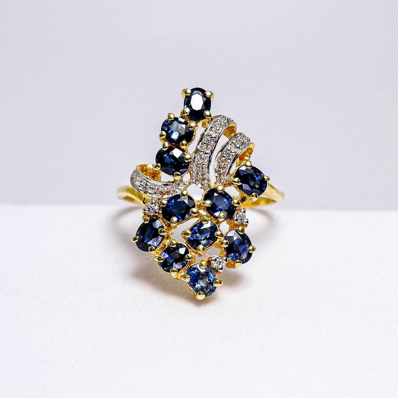 แหวนเงินแท้ 925 ฝังพลอย ไพลิน (Blue Sapphire) + เซอร์คอน (Zircon)