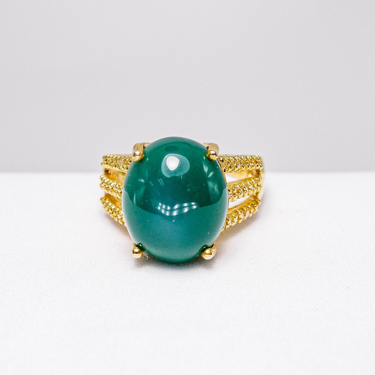 แหวนเงินแท้ 925 ฝังพลอย โมรา (Agate) + ไวท์โทพาส (whitetopaz)