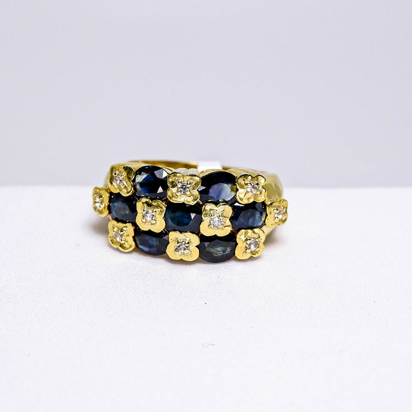 แหวนเงินแท้ 925 ฝังพลอย ไพลิน (Blue Sapphire) + ไวท์โทพาส (whitetopaz)