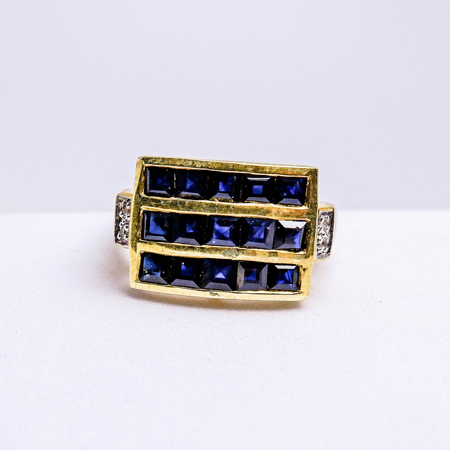 แหวนเงินแท้ 925 ฝังพลอย ไพลิน (Blue Sapphire) + ไวท์โทพาส (whitetopaz)