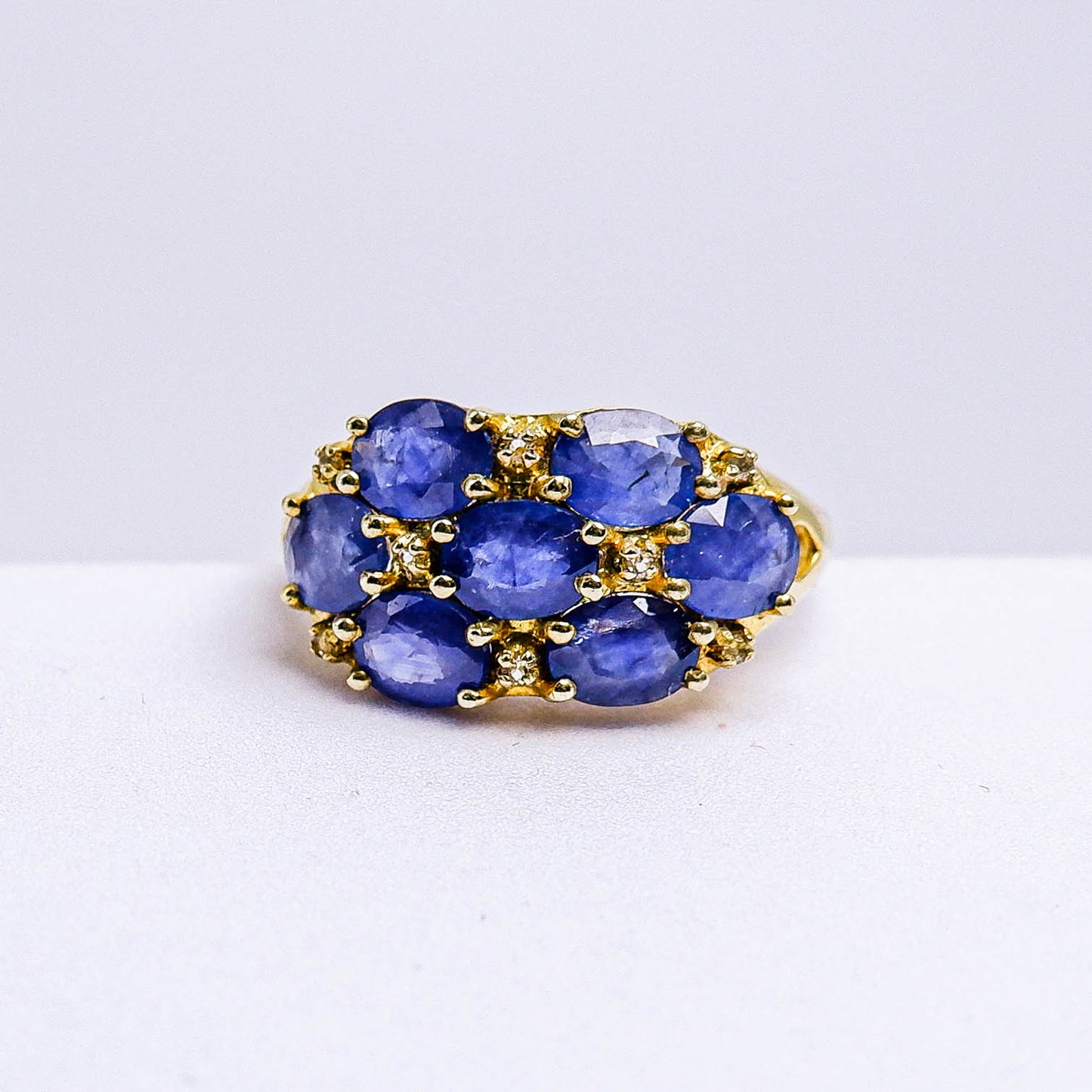 แหวนเงินแท้ 925 ฝังพลอย ไพลินมาบีร่า (Mabira Blue Sapphire) + ไวท์โทพาส (whitetopaz)