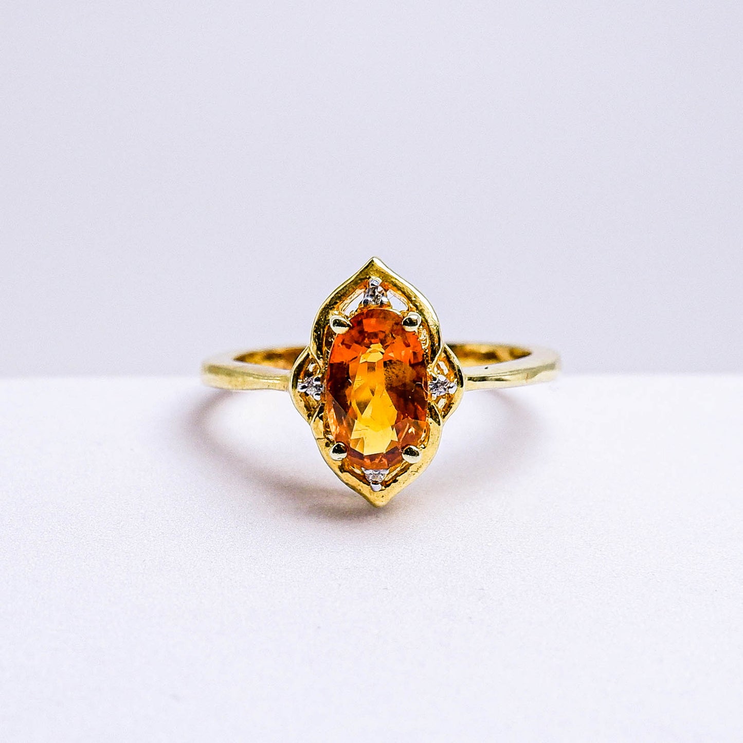 แหวนเงินแท้ 925 ฝังพลอย บุษราคัมบางกะจะ (Yellow Sapphire) + เซอร์คอน (Zircon)