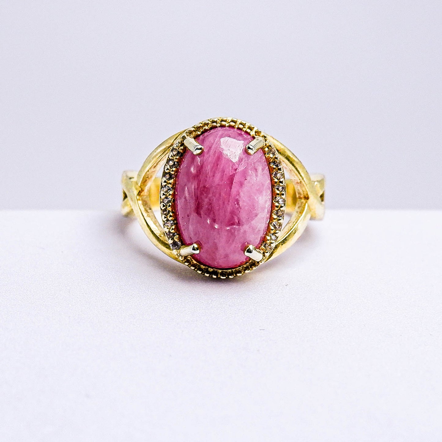 แหวนเงินแท้ 925 ฝังพลอย ทับทิมอาฟ (African Ruby) + ไวท์โทพาส (whitetopaz)
