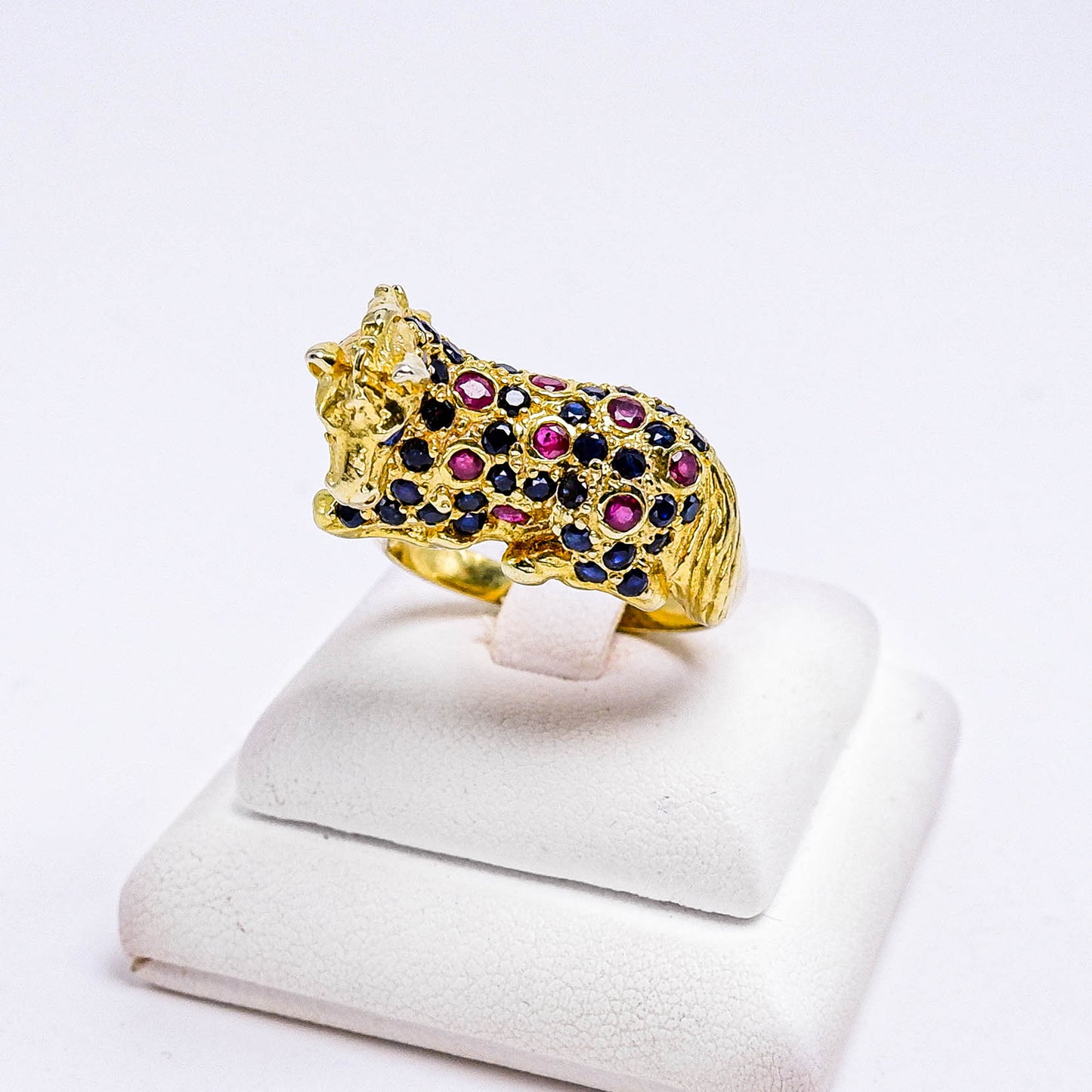 แหวนเงินแท้ 925 ฝังพลอย ไพลิน (Blue Sapphire) + ทับทิมไทย (Siam Ruby)